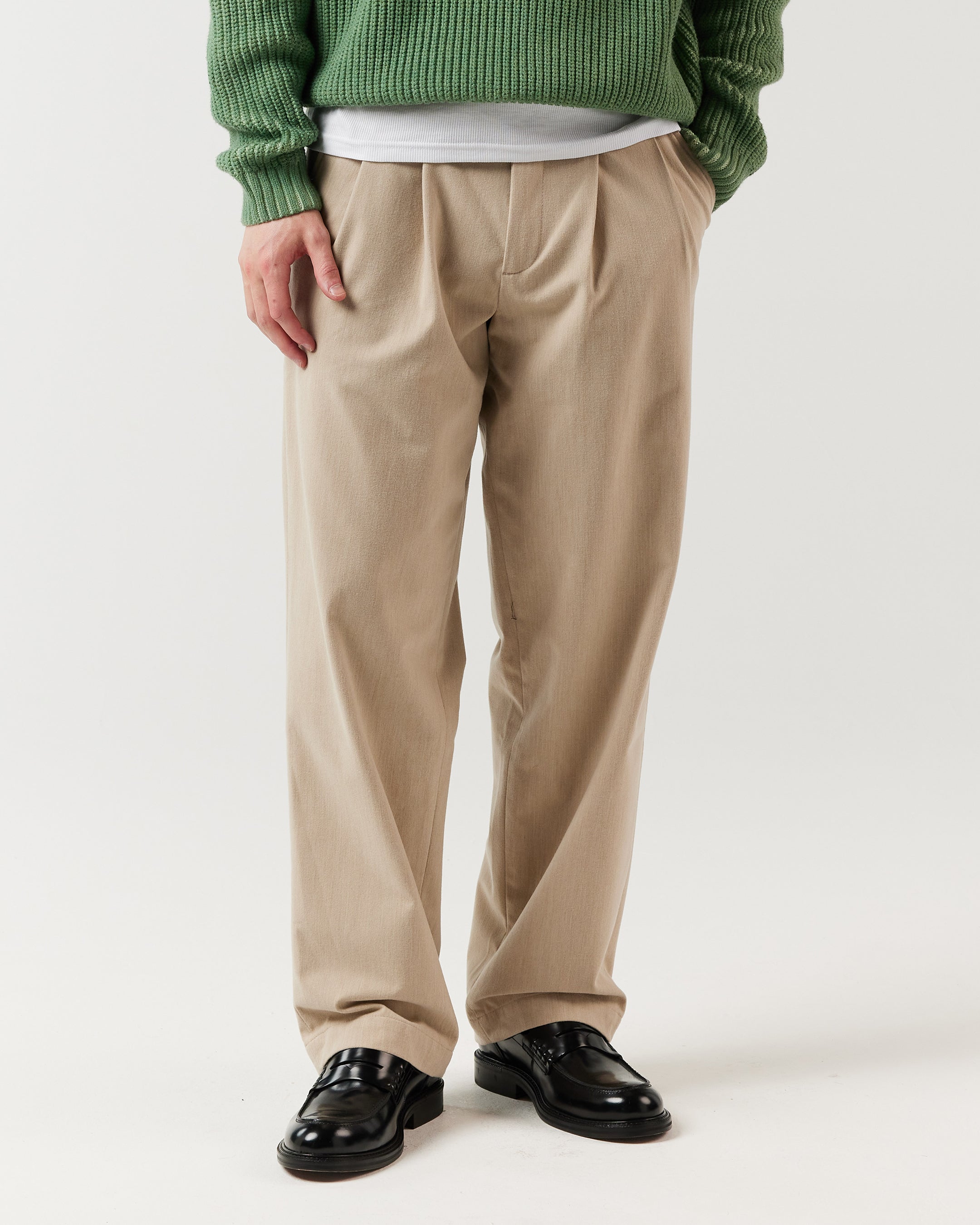 【海外輸入】 Pleated RONNING – Trousers Leg Relaxed | Stone - Pant City パンツ