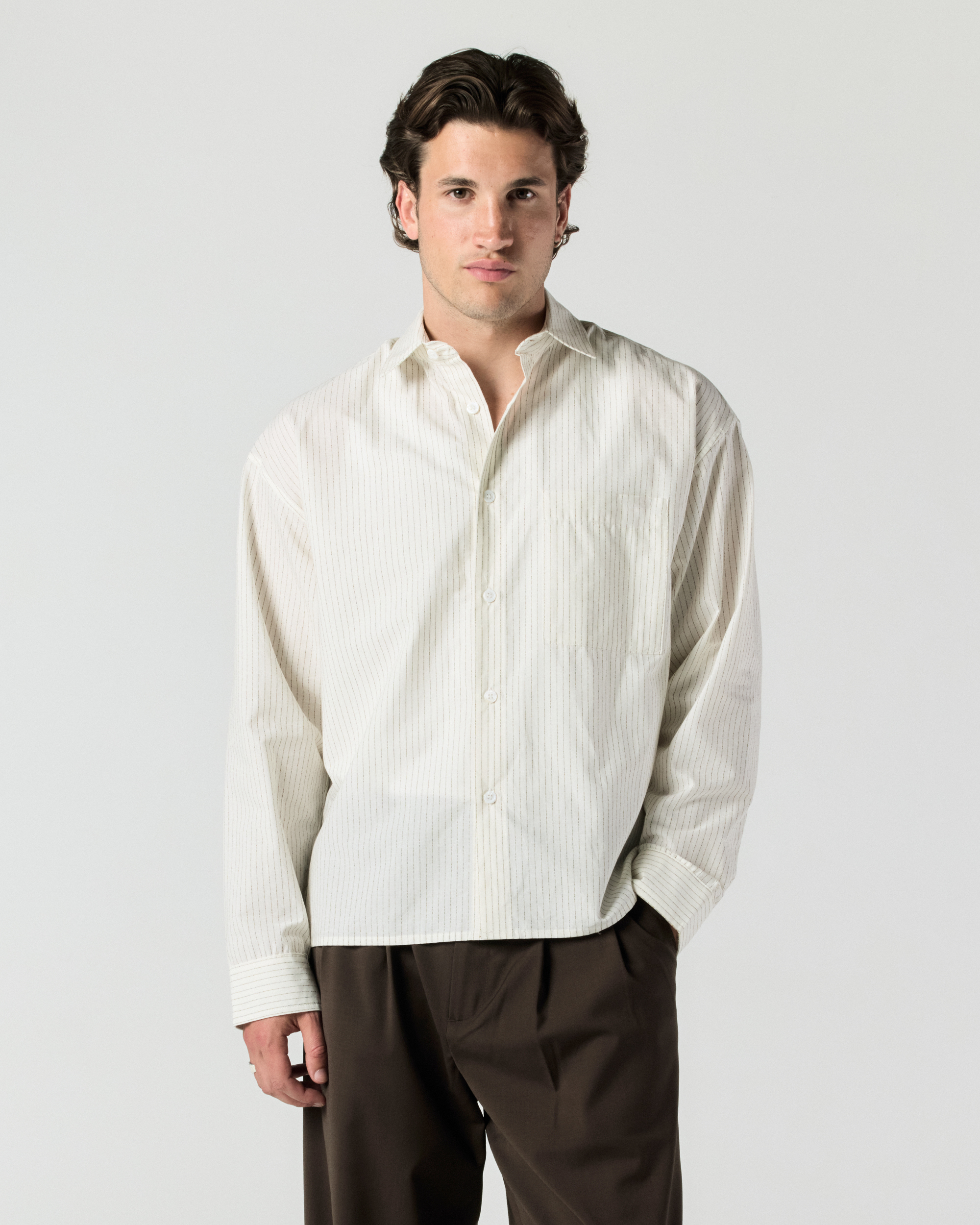 Long Sleeve Stripe Shirt - Cream | RONNING, Everyday Uniform