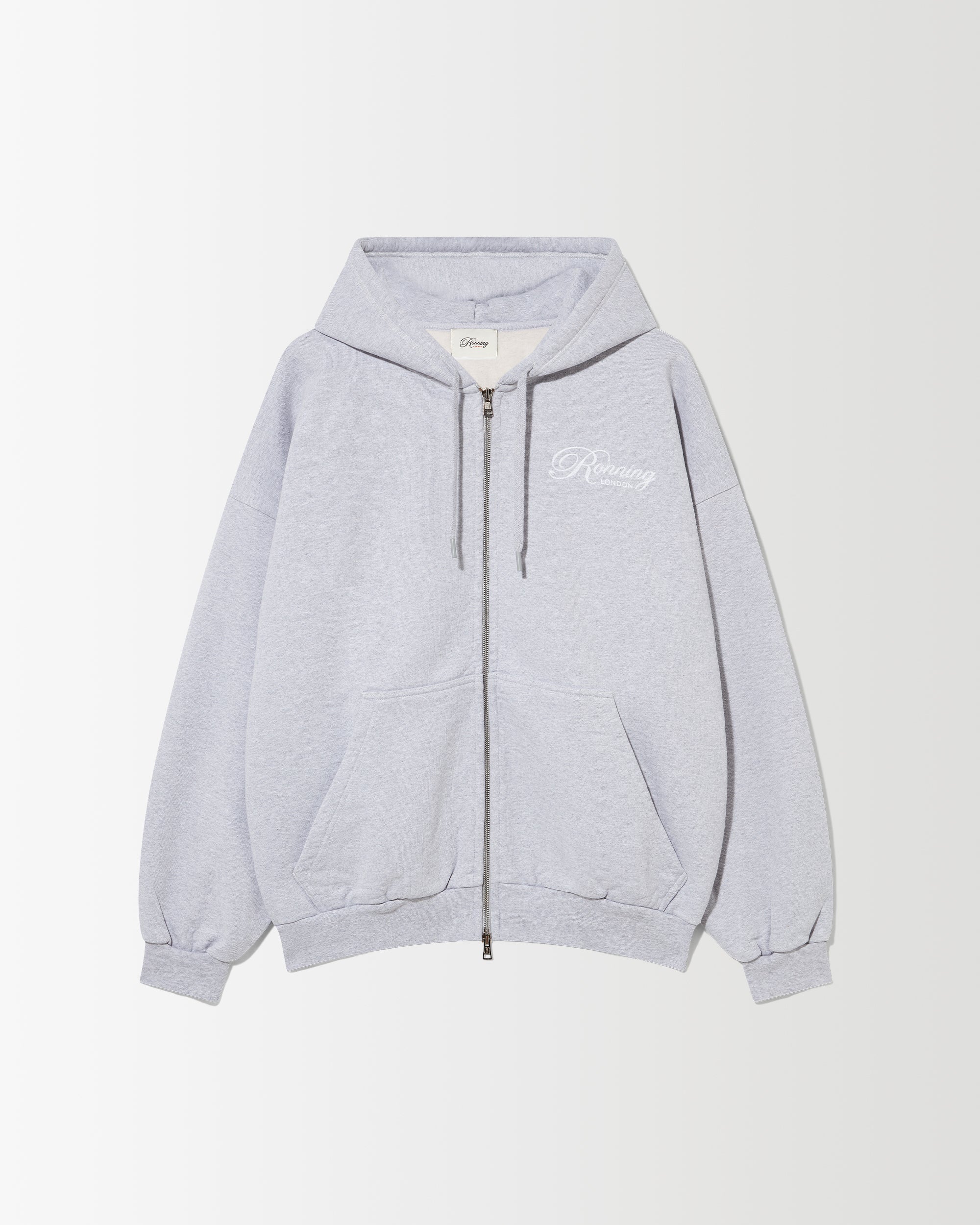 Script Zip Hoodie - Heather Grey | RONNING, Everyday Uniform