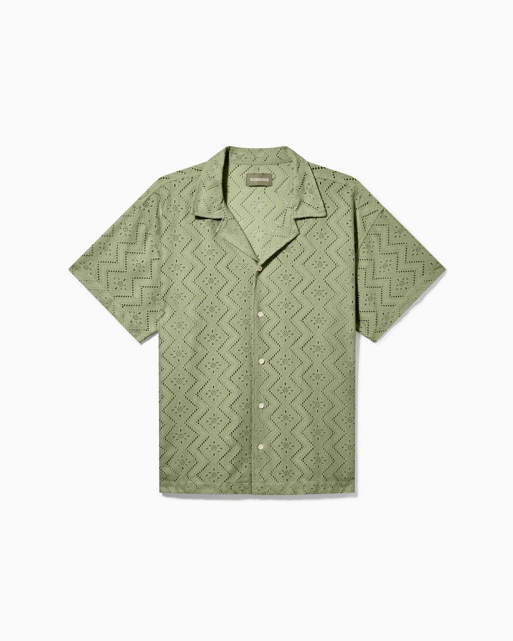 Lace Shirt | Cropped Cuban Style Shirt in Olive - RONNING