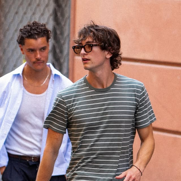 Taking our newest collection for a spin around the streets of Genoa

Japanese fabric shirts, a re-stock of our bestselling Baby Blue Seersucker Shirt, and the new black leather Mini Bag - the latest travel companion for our growing accessories line