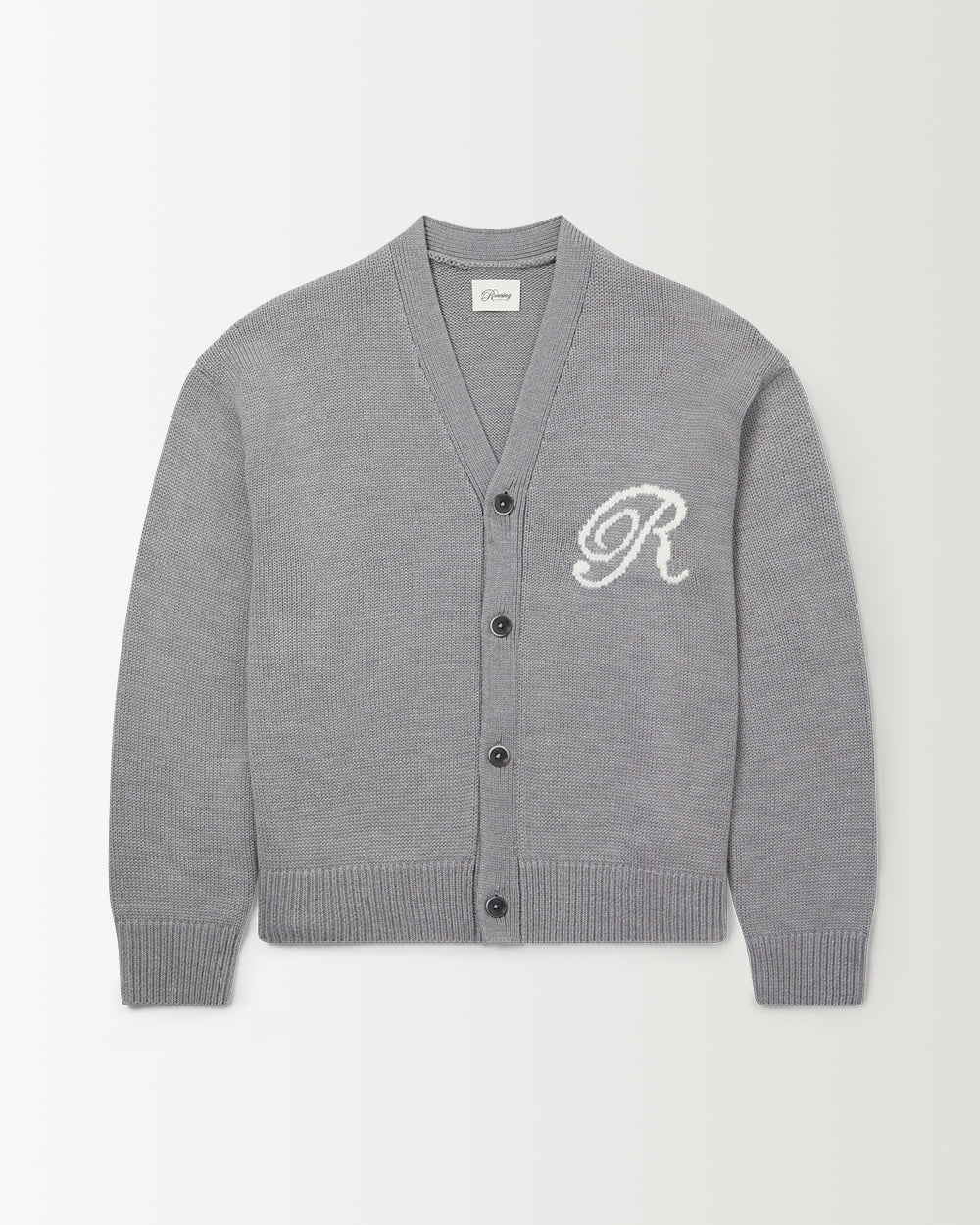 R Knit Cardigan - Grey | RONNING, Everyday Uniform