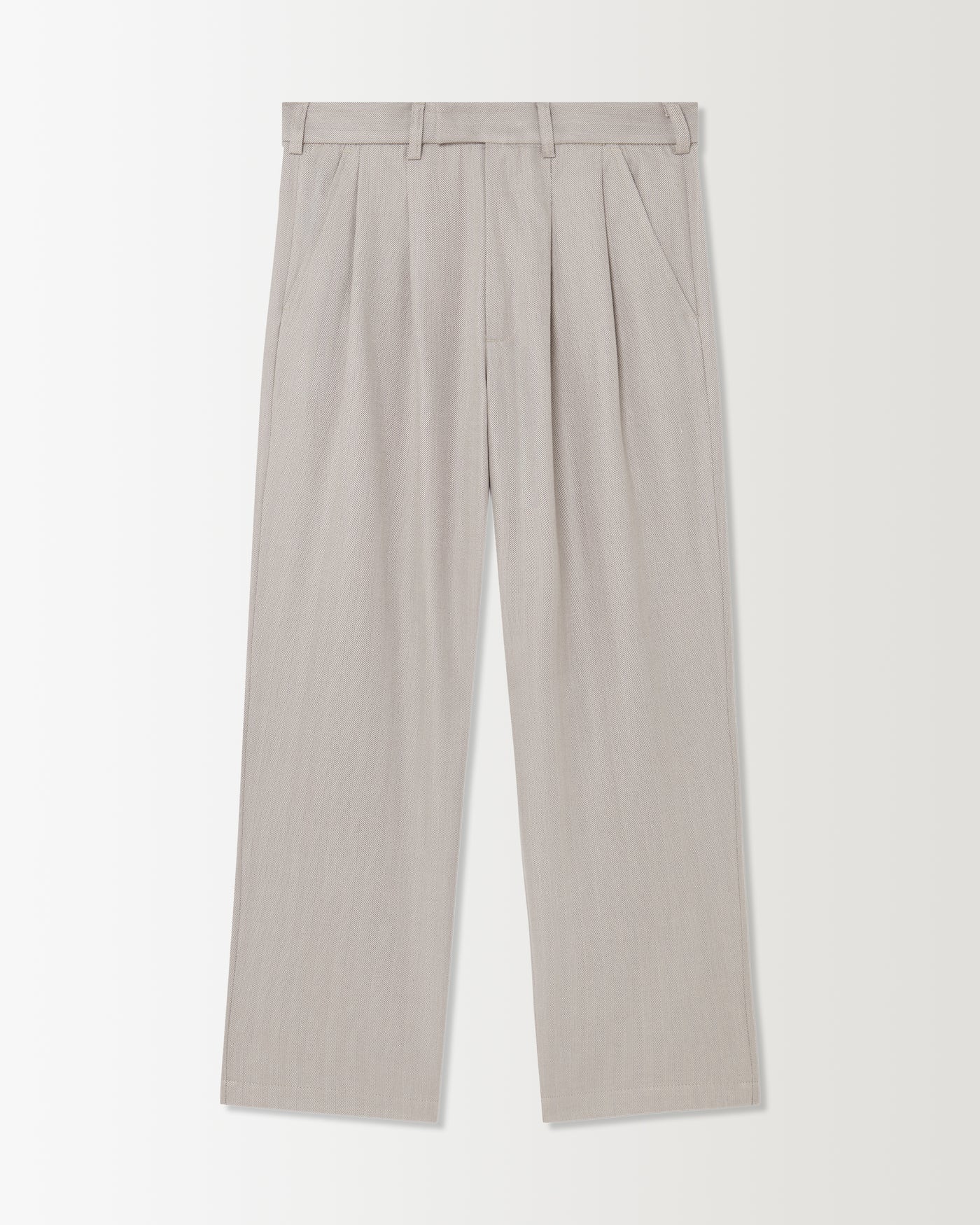 Pleated Pant - Grey Herringbone