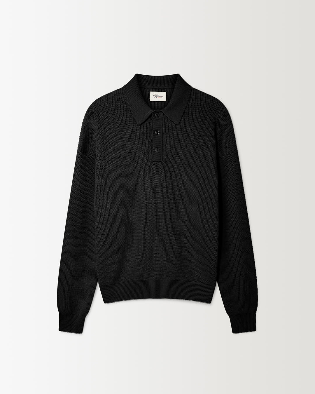 Knit Polo Sweater - Black | RONNING, Everyday Uniform