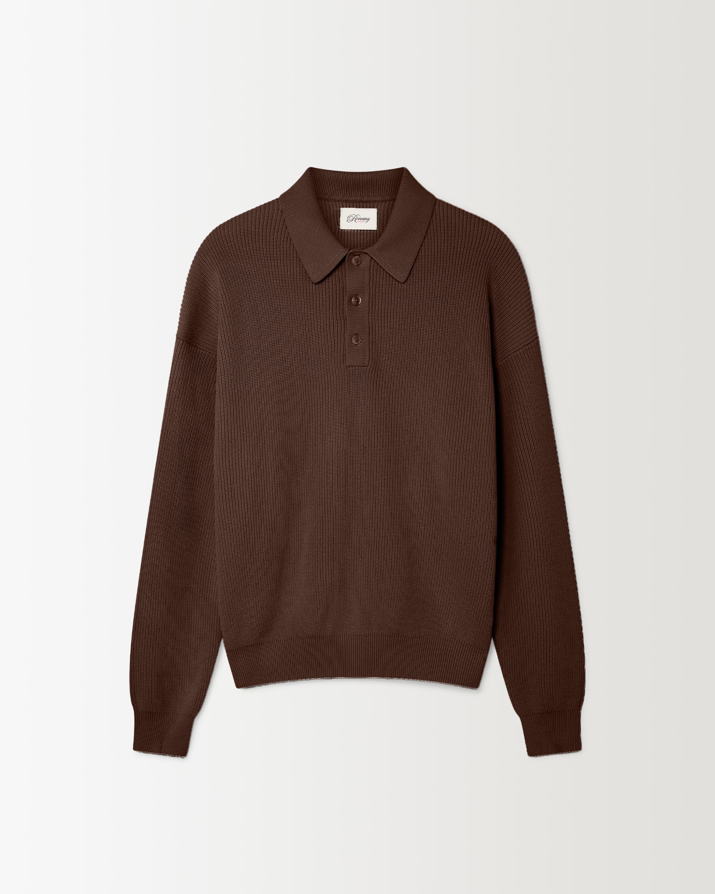Knit Polo Sweater - Mocha Brown
