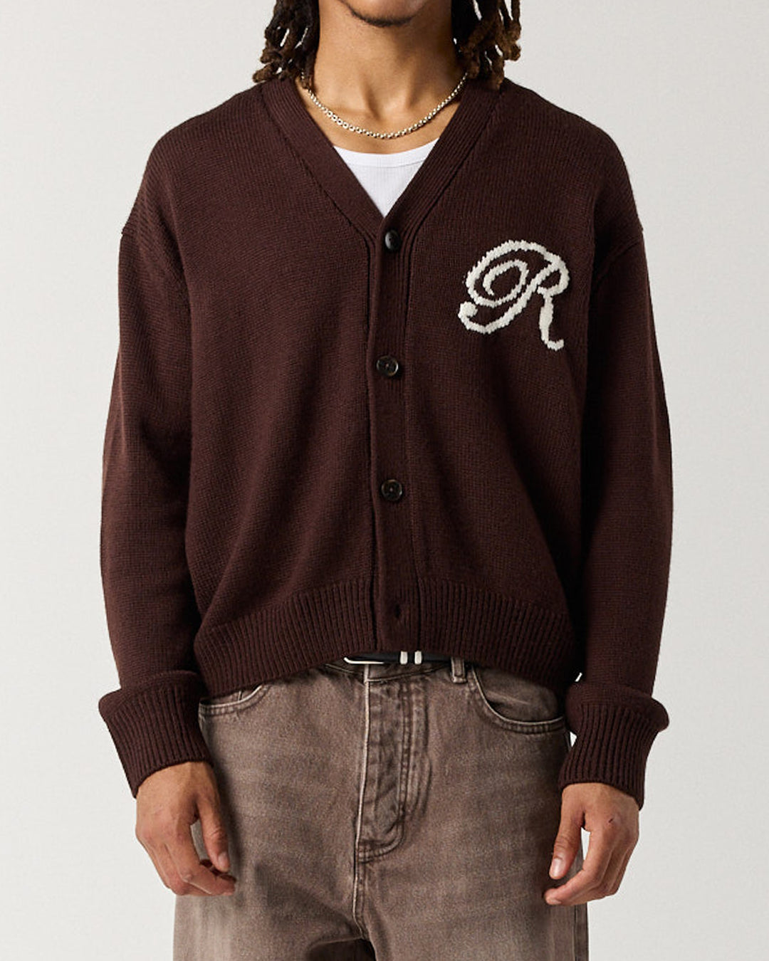 R Knit Cardigan - Mocha Brown | RONNING, Everyday Uniform