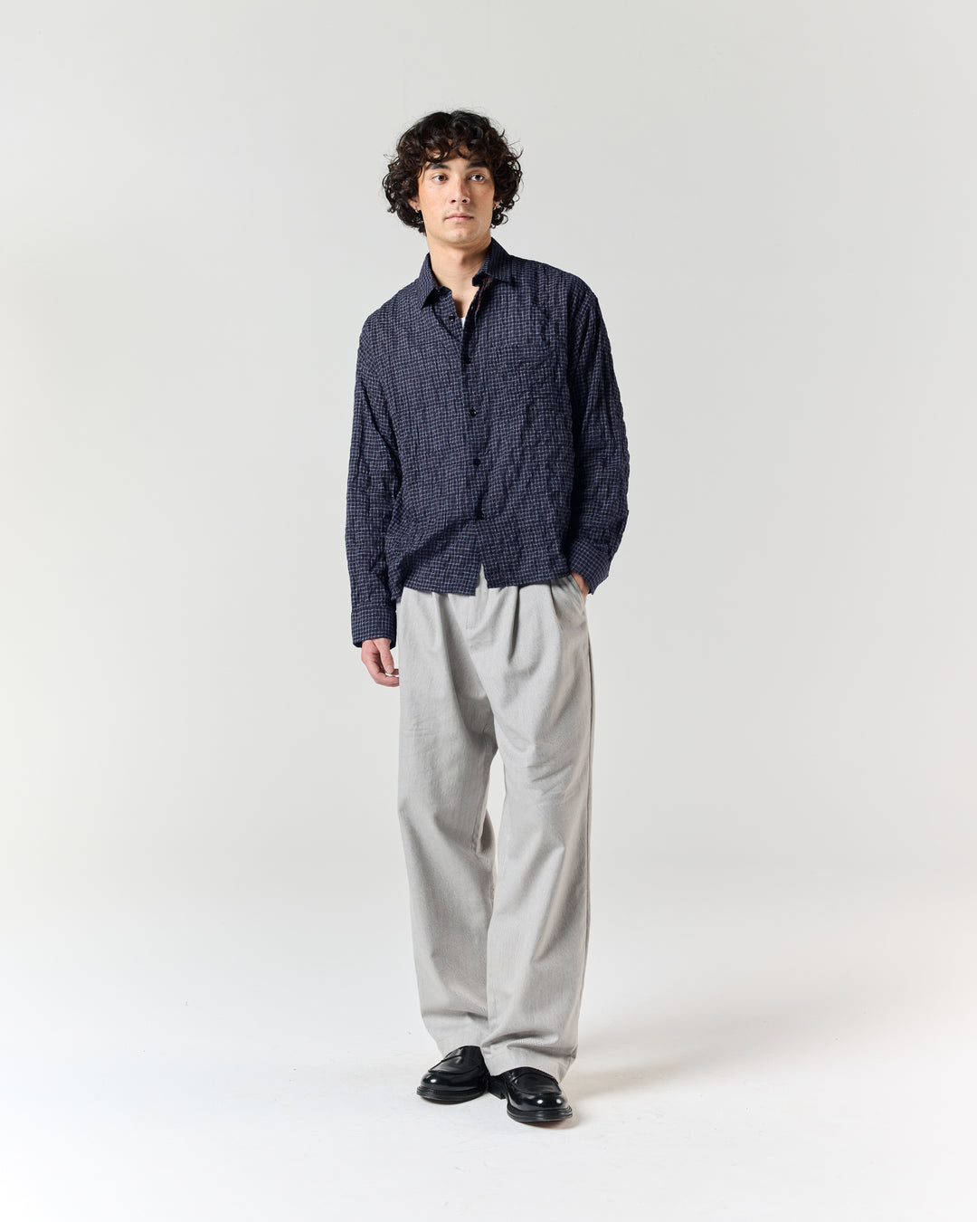 Japanese Shirt - Navy Grid | RONNING, Everyday Uniform