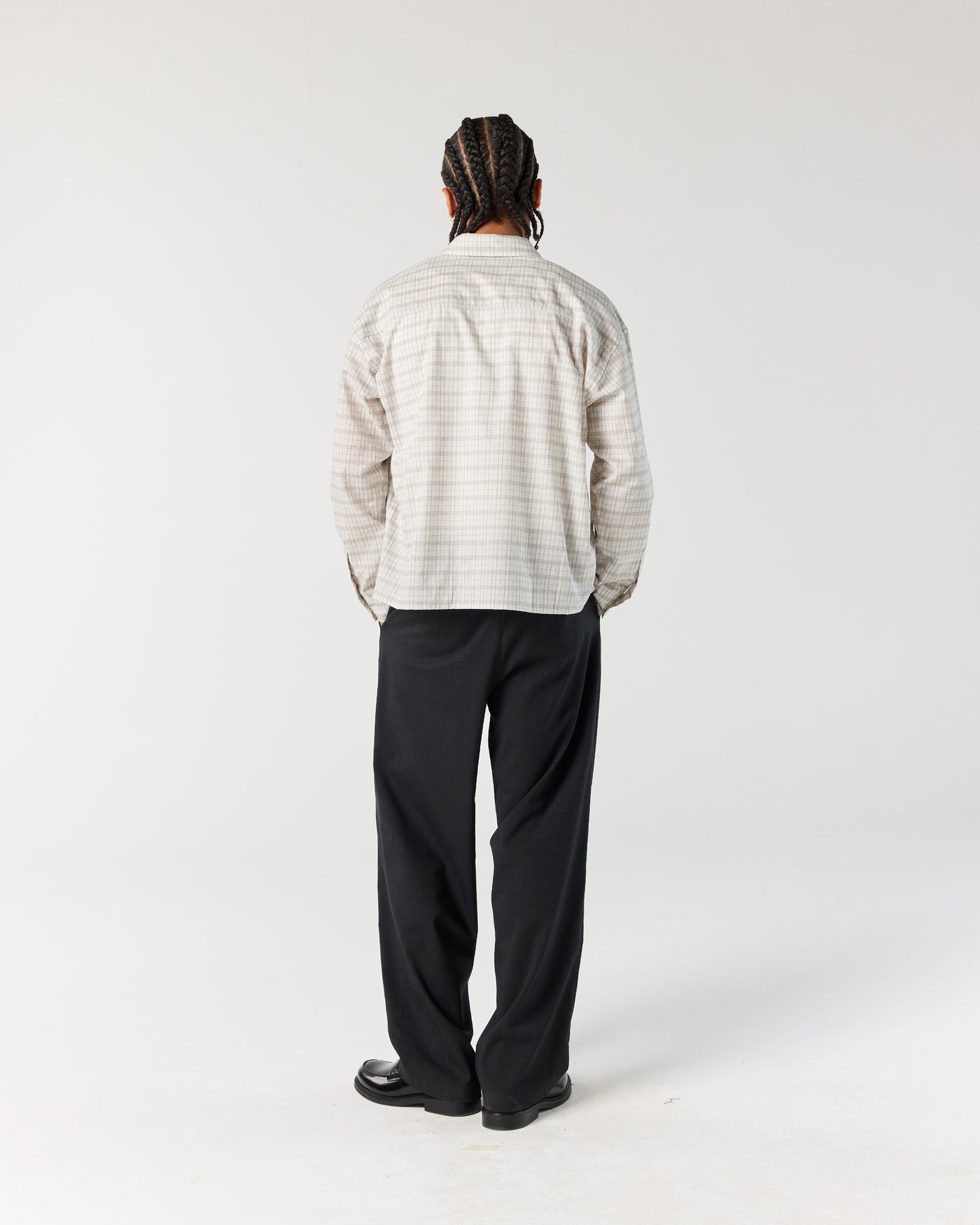 Long Sleeve Check Shirt - Beige