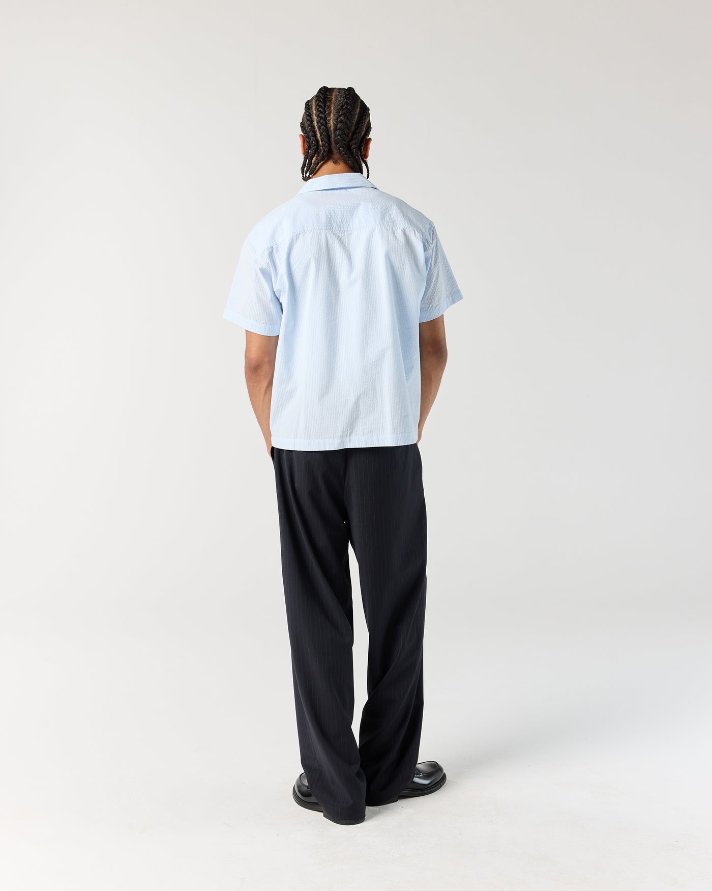 Pleated Pant - Navy Pinstripe