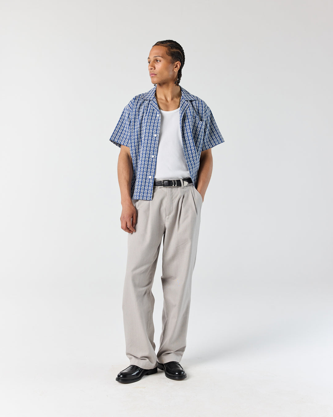 ron.】Geometric Over Shirts Geometric Sweater Shirt