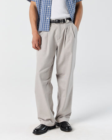 Pleated Pant - Grey Herringbone