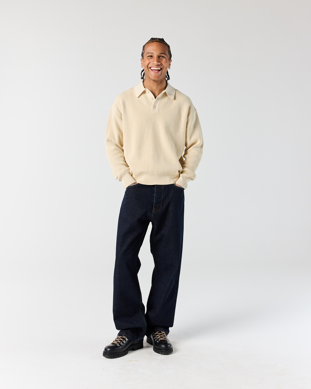 Knit Polo Sweater - Stone | RONNING, Everyday Uniform