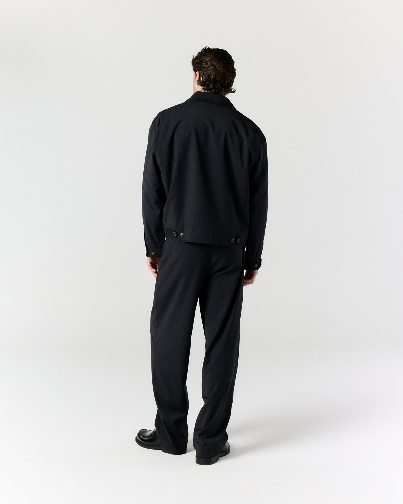 Moto Jacket - Navy Pinstripe