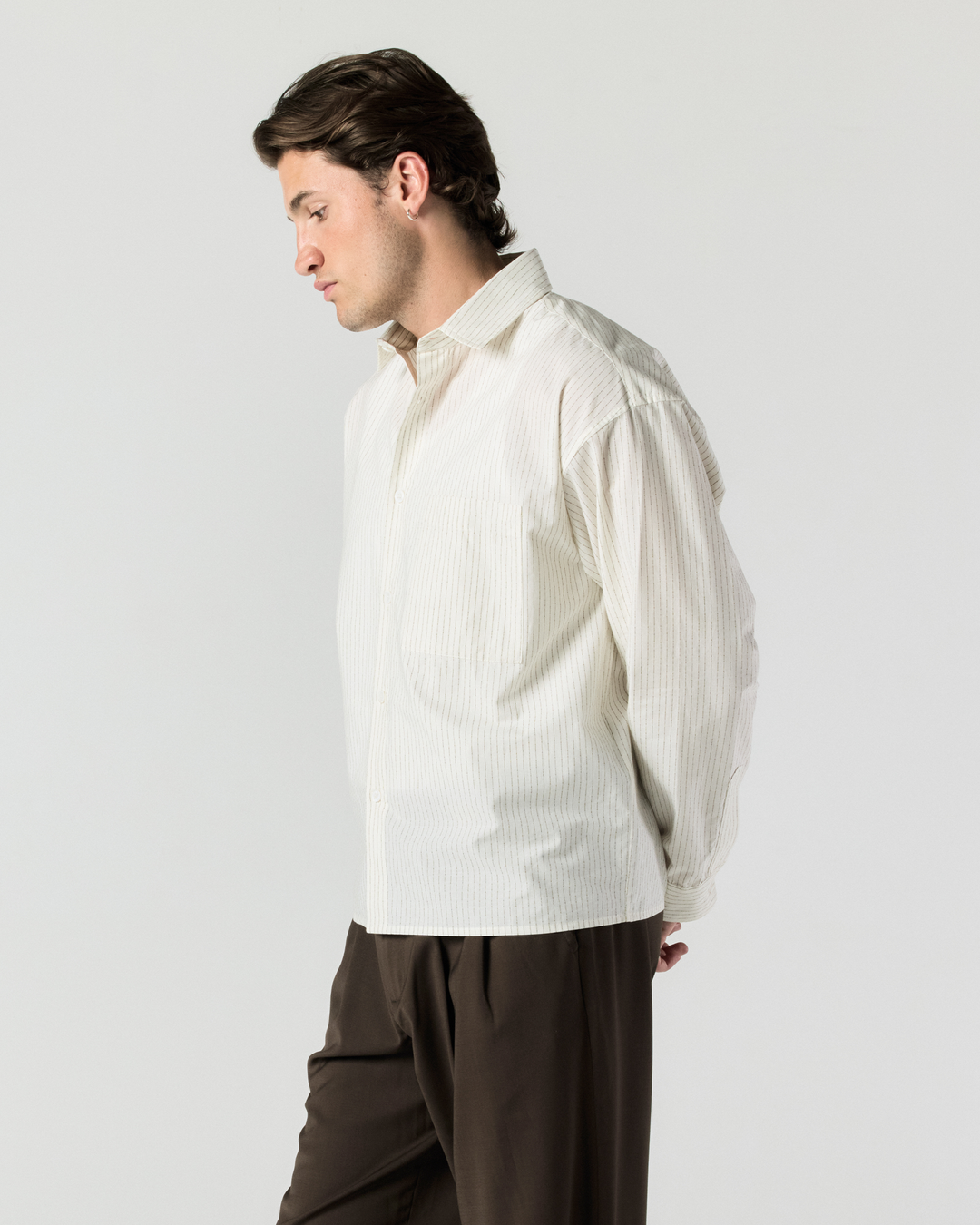 Long Sleeve Stripe Shirt - Cream