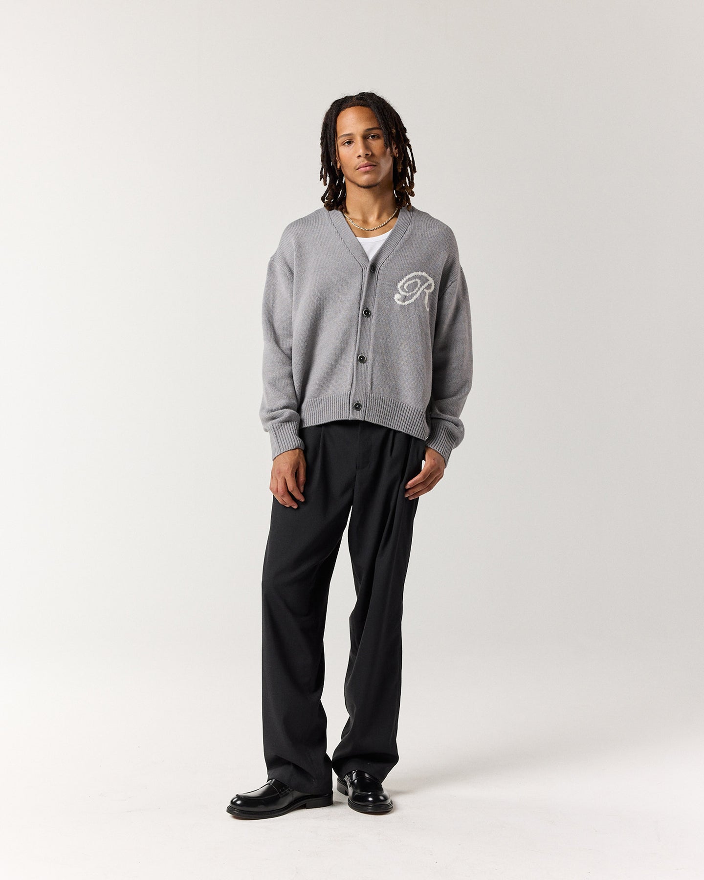 R Knit Cardigan - Grey | RONNING, Everyday Uniform