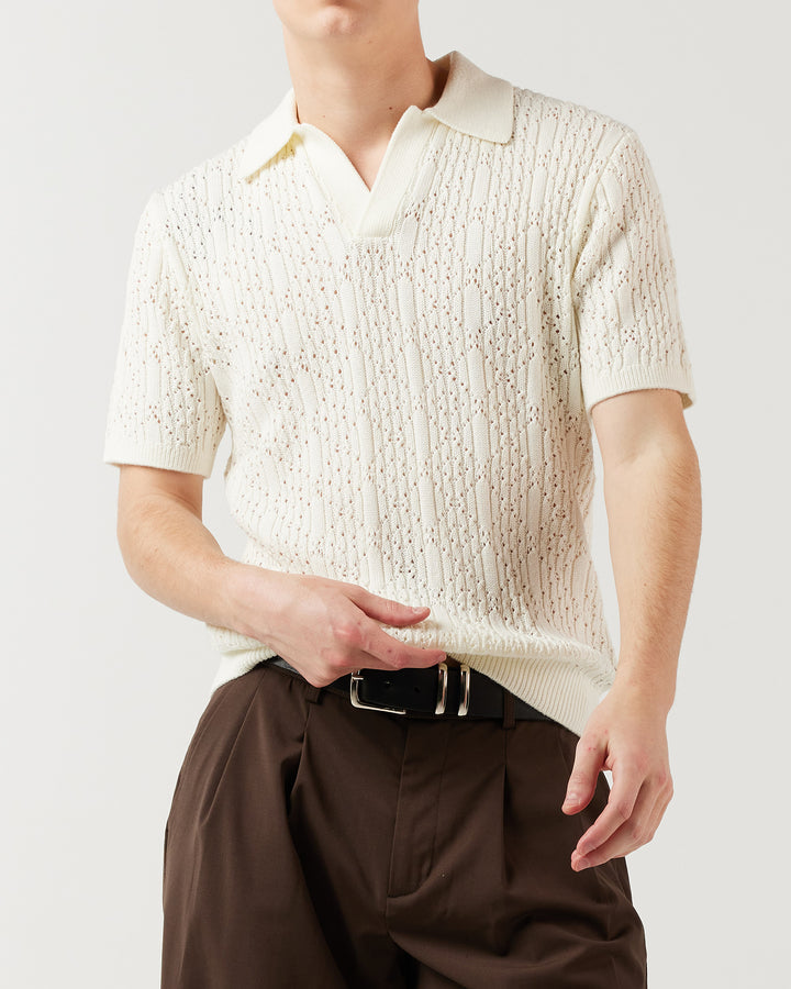 Diamond Knit Polo - Ivory | RONNING, Everyday Uniform