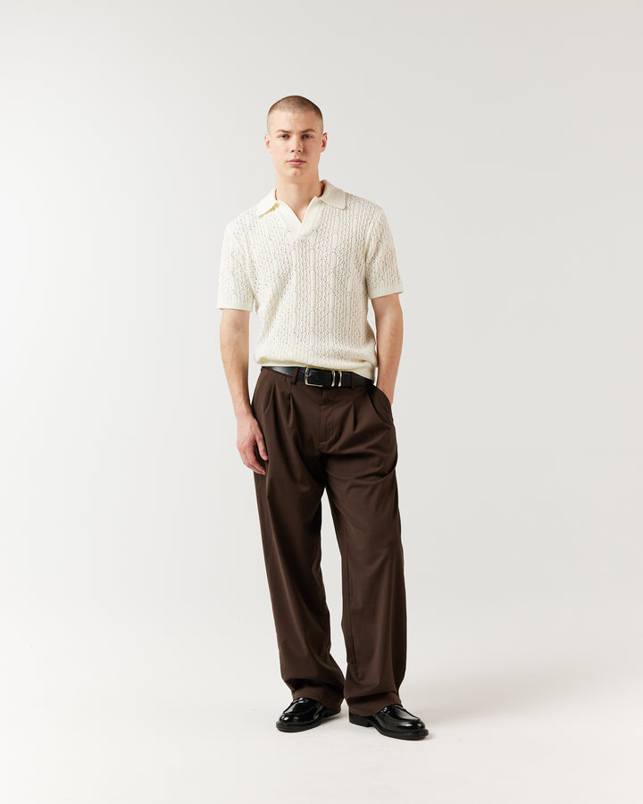 Diamond Knit Polo - Ivory | RONNING, Everyday Uniform