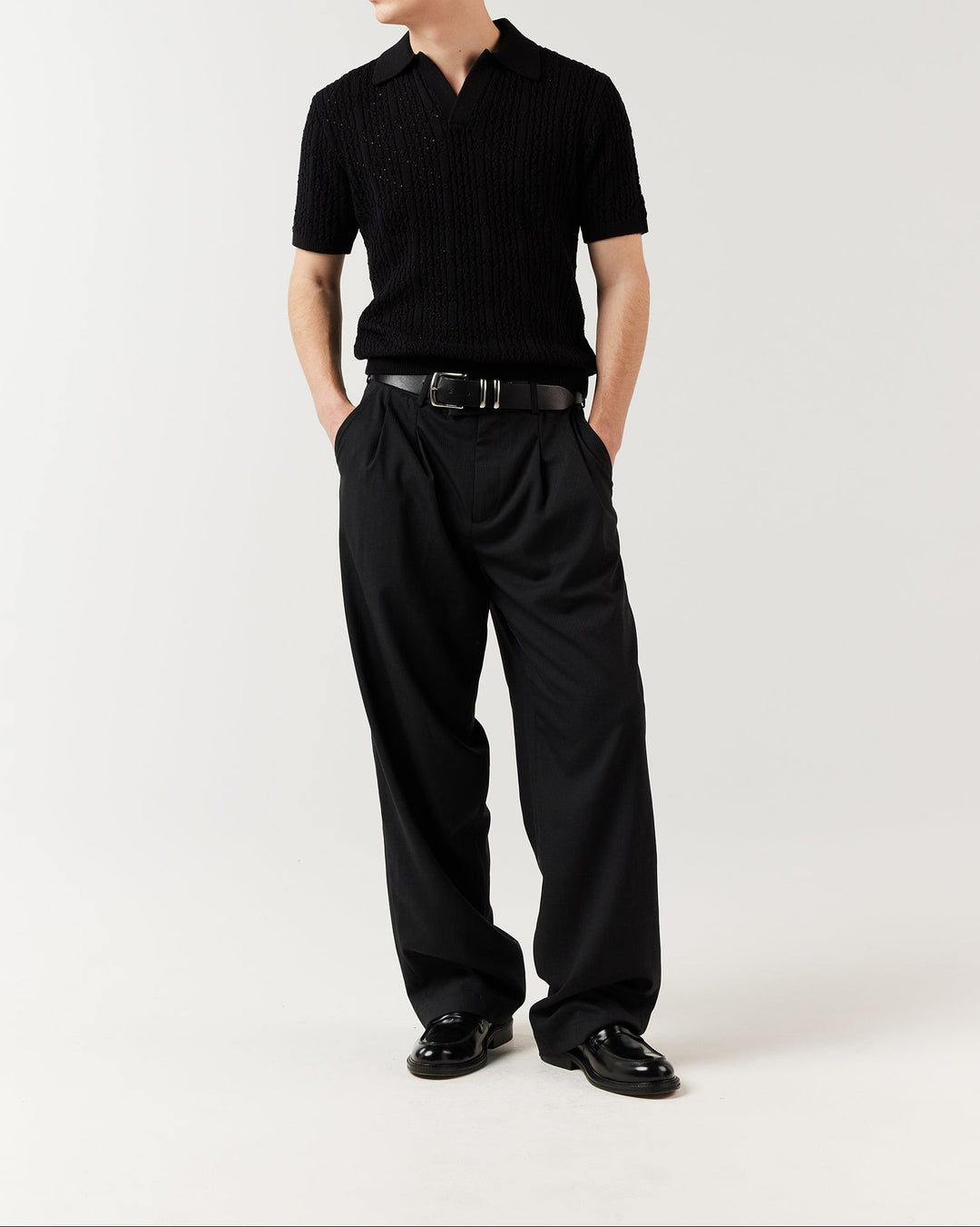 Diamond Knit Polo - Black | RONNING, Everyday Uniform