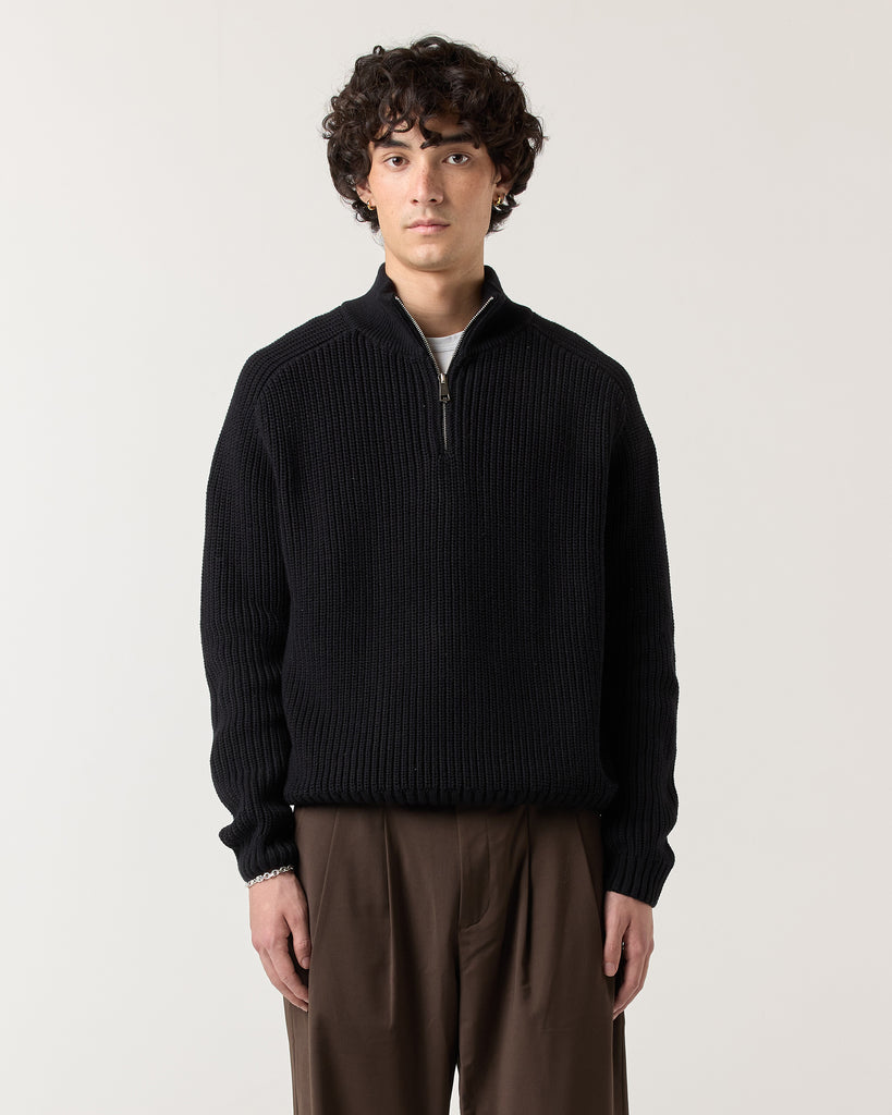 1/4 Zip Fisherman Sweater - Black | RONNING, Everyday Uniform 1/4 Zip Fisherman Sweater - Black | RONNING, Everyday Uniform