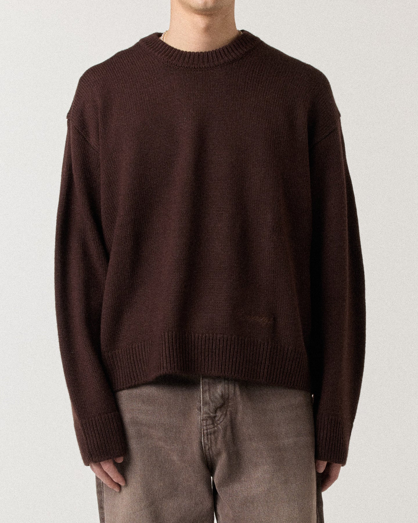 Merino Moss Platted Crew - Mocha main image 0