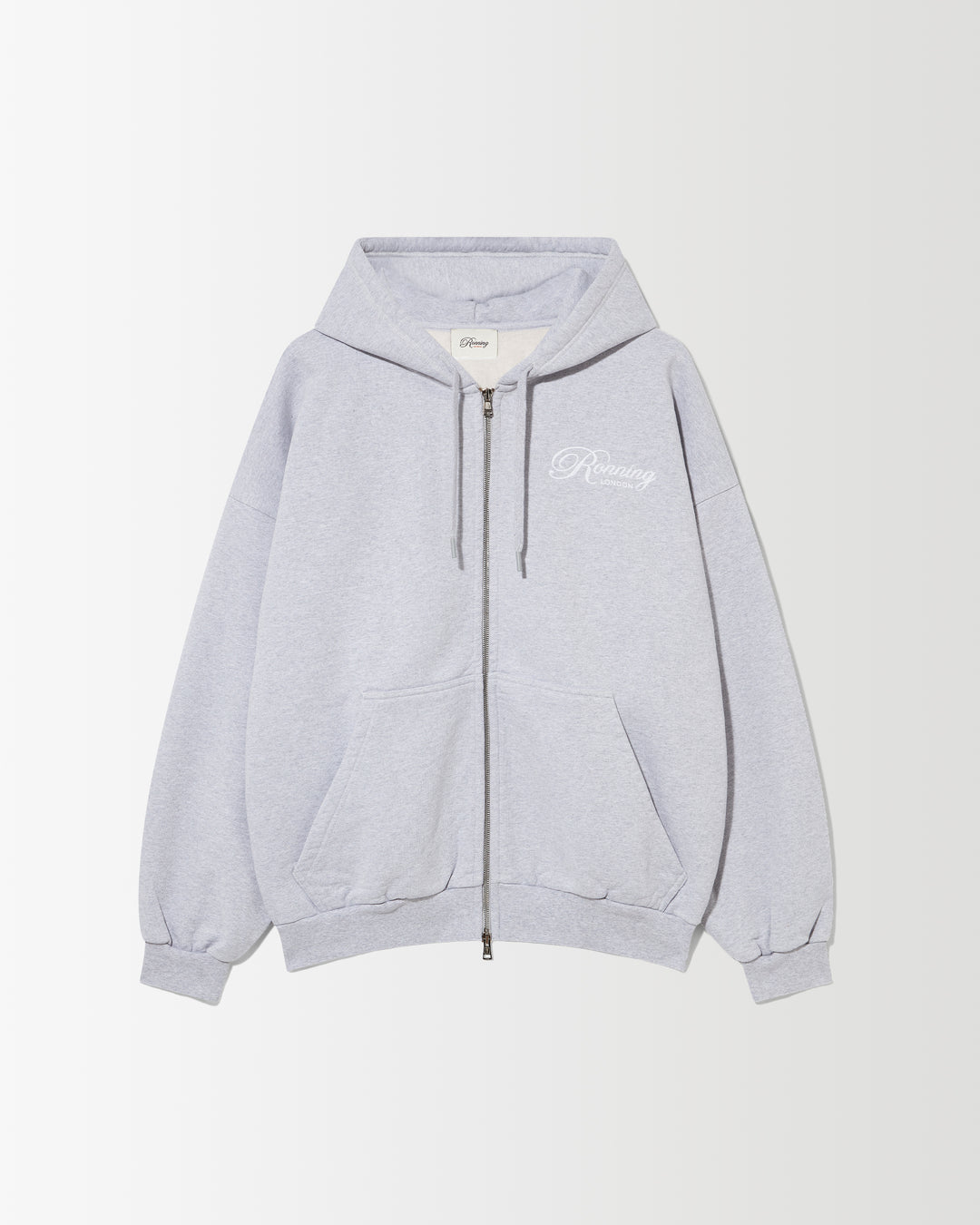 Script Zip Hoodie - Heather Grey | RONNING, Everyday Uniform
