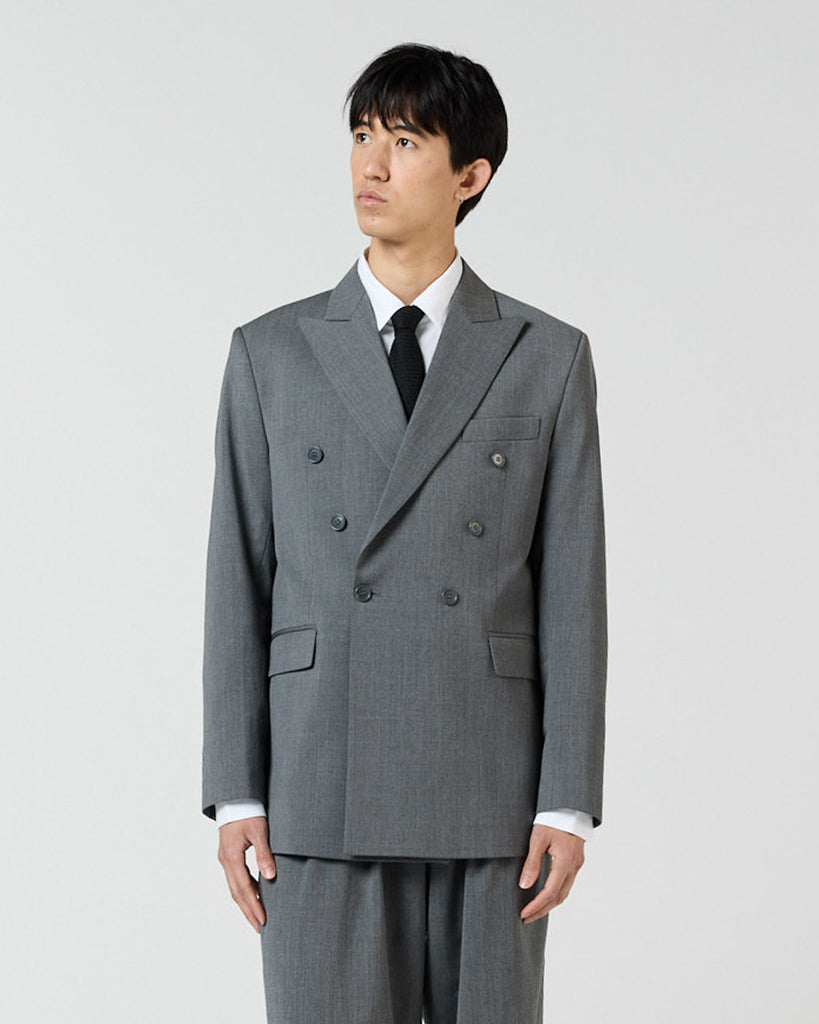 GROSGRAIN DOUBLE-BREASTED グレー Double Breasted Suit Jacket - Charcoal Grey – RONNING