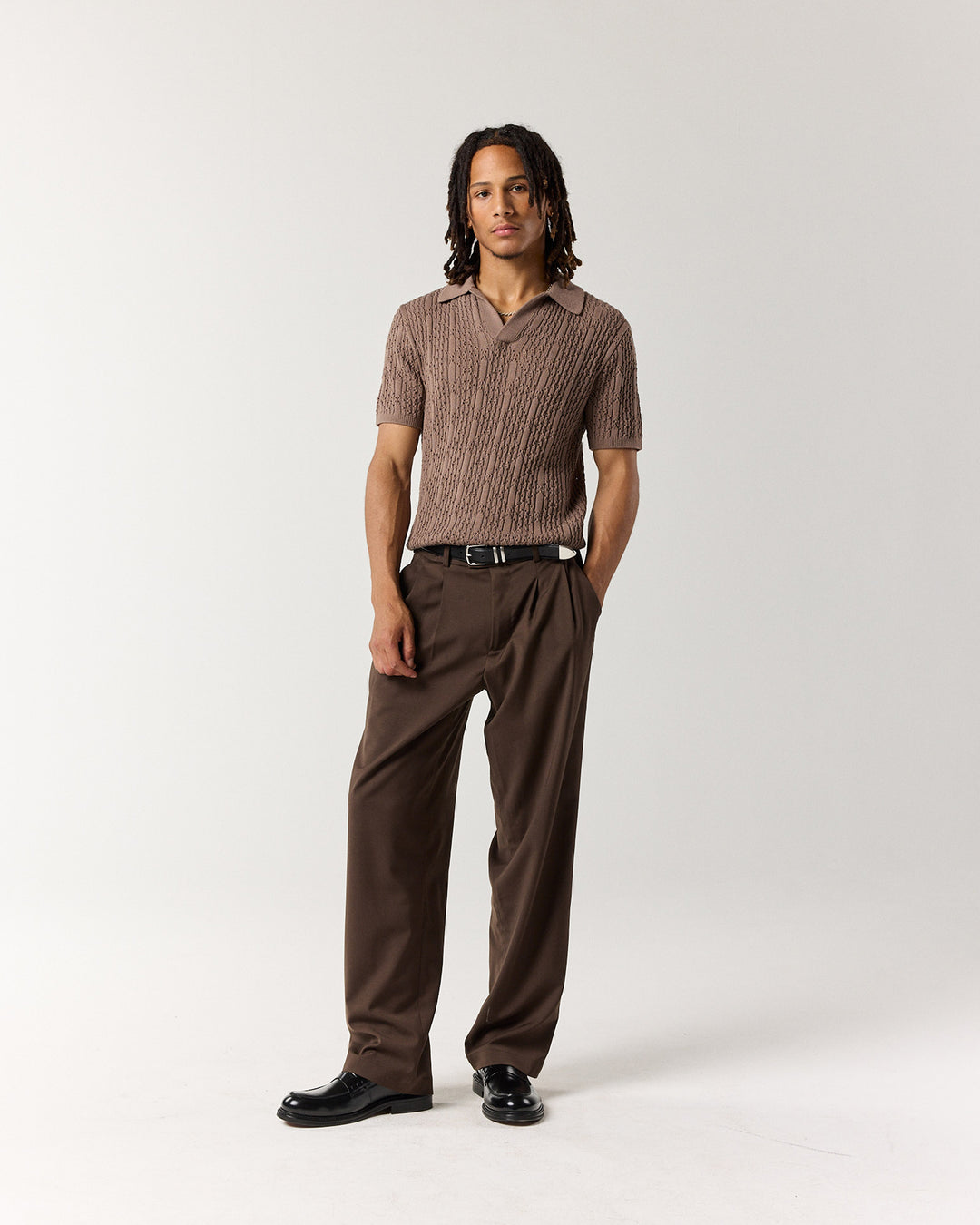 Diamond Knit Polo - Walnut | RONNING, Everyday Uniform
