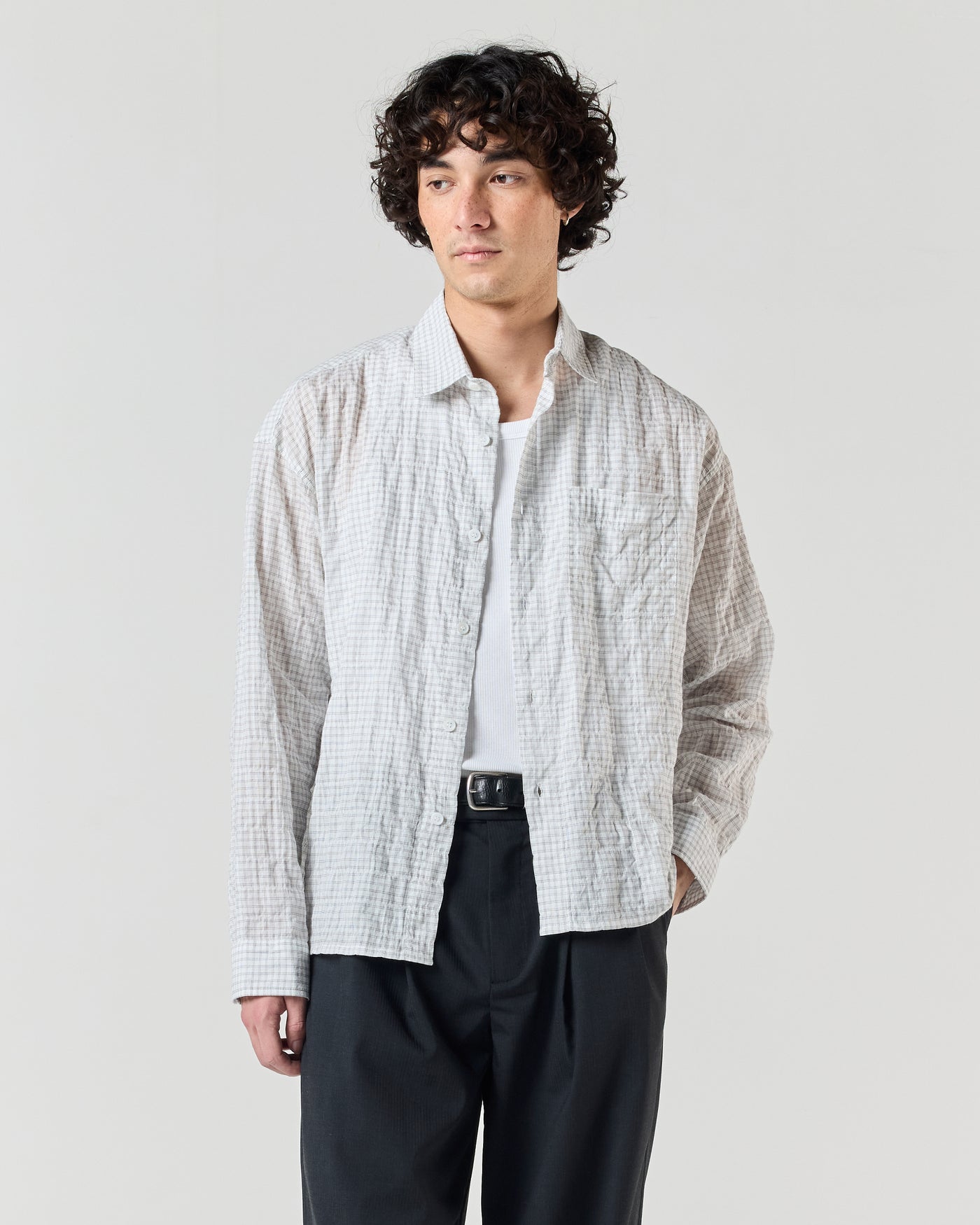 japanese dress shirts Japanese Shirt - White Grid