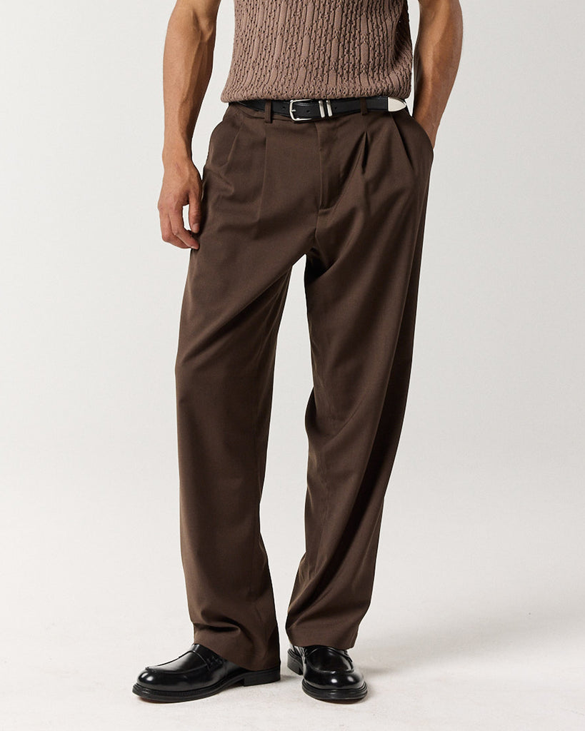 Wide Pleated Pant - Mocha Brown | RONNING, Everyday Uniform