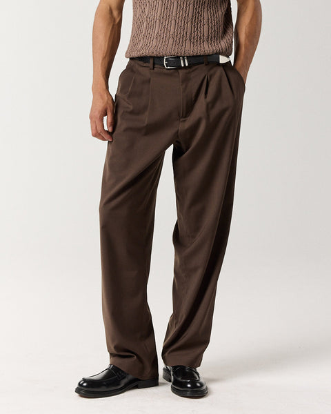 Wide Pleated Pant - Mocha Brown | RONNING, Everyday Uniform