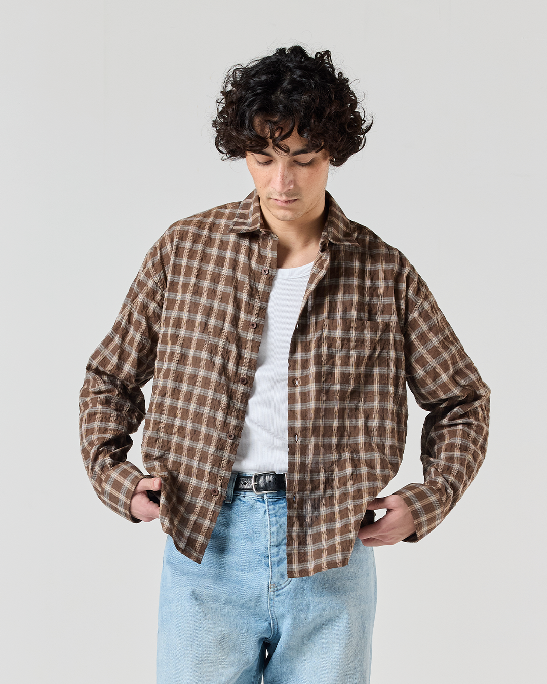 brown checkered dress shirt Men's Summit Flannel Shirt in Brown 'Sequoia' Plaid main image 1