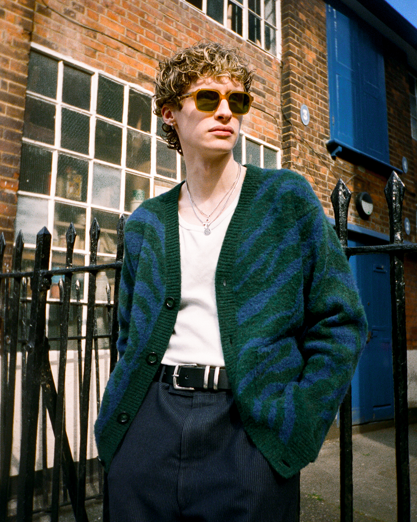 Tiger Knit Cardigan - Green